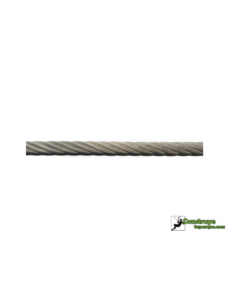 Cable acero galvanizado 7x19+0. Alma metálica. Ideal para juegos, portantes, vientos y pequeñas tirolinas.