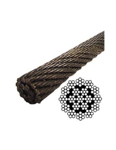 Cable antigiratorio especial tirolinas 19x7+0 DIN 3069. Bobina 100 metros. D 12mm