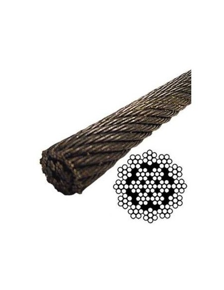 Cable antigiratorio especial tirolinas 19x7+0 DIN 3069. Bobina 100 metros. D 12mm