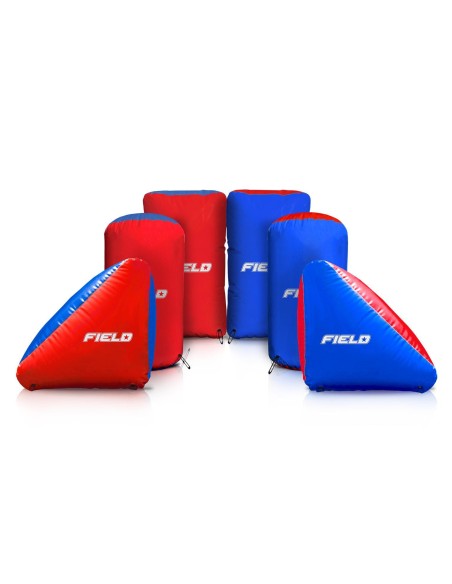 Pack de 6 bunkers bicolor específico para actividades como el gelblast, archery tag, laser tag, nerf o soft paintball.